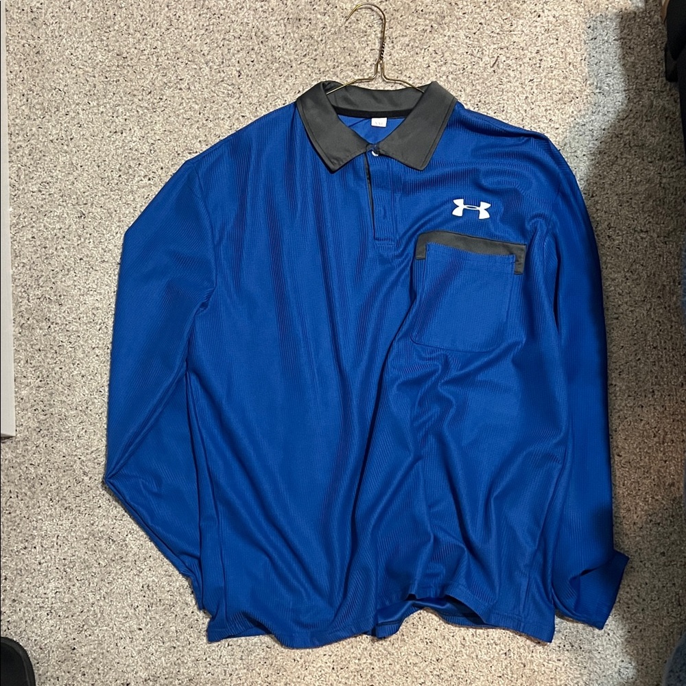 Under Armour Men's Blue and Black Polo